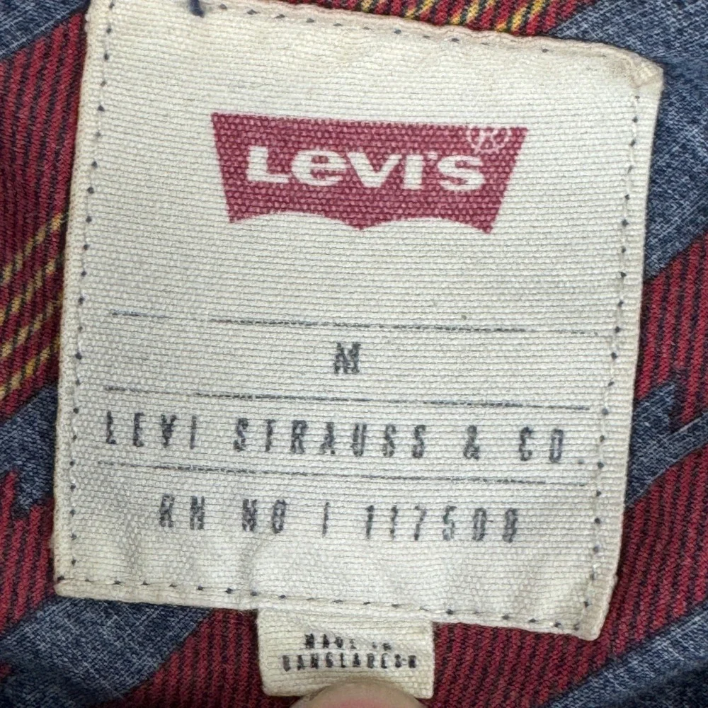 Levis Mens Southwestern Aztec Print Button Down Shirt‎ Blue Red Yellow Medium